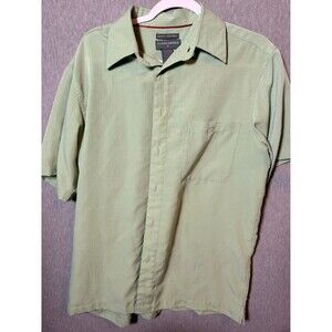 Saddlebred Men's Medium Luxury Microfiber Casual Button Down Shirt Green Short